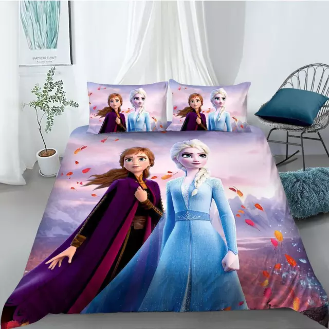 Movie Frozen Character Elsa Quilt Duvet Cover Set Bedspread Full Queen Soft