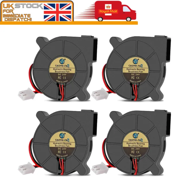 4PCS 5015 DC 24V Silent Radial Turbo Blower Fan Cooling 2 PIN for 3D Printer UK