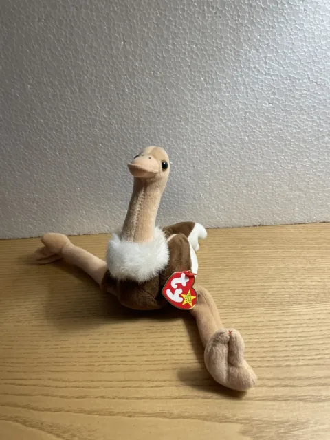 TY Beanie Baby Plush Stretch the Ostrich Stuffed Animal Retired with Tags 1997