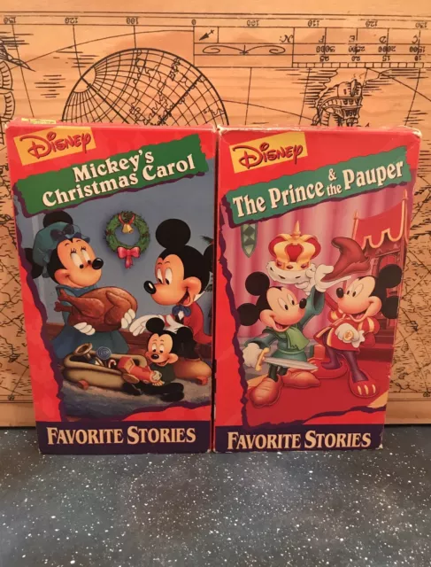 Disney Mickey Favorite Stories {VHS} Christmas Carol & Prince Pauper Preowned