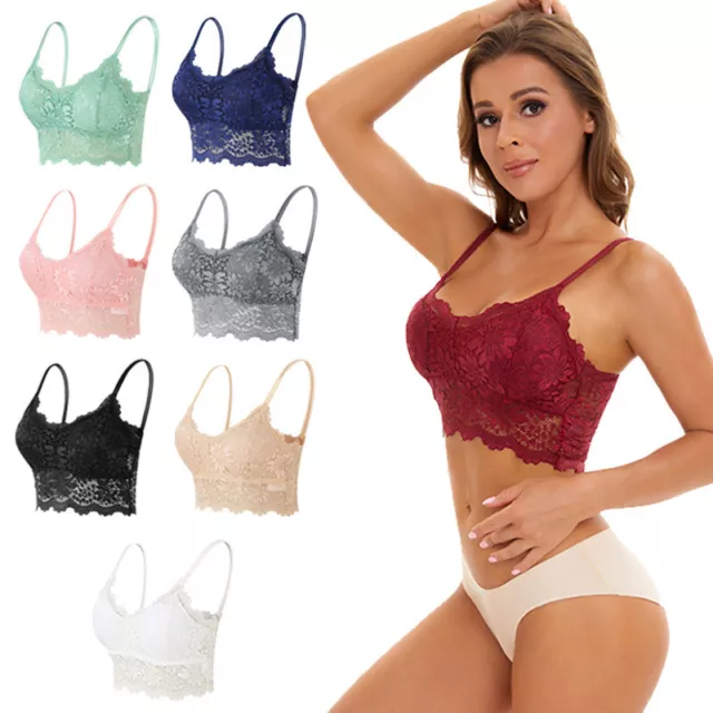 Women Lace Floral Bralette Bralet Bra Bustier Vest Crop Top Cami Tank Tops SML