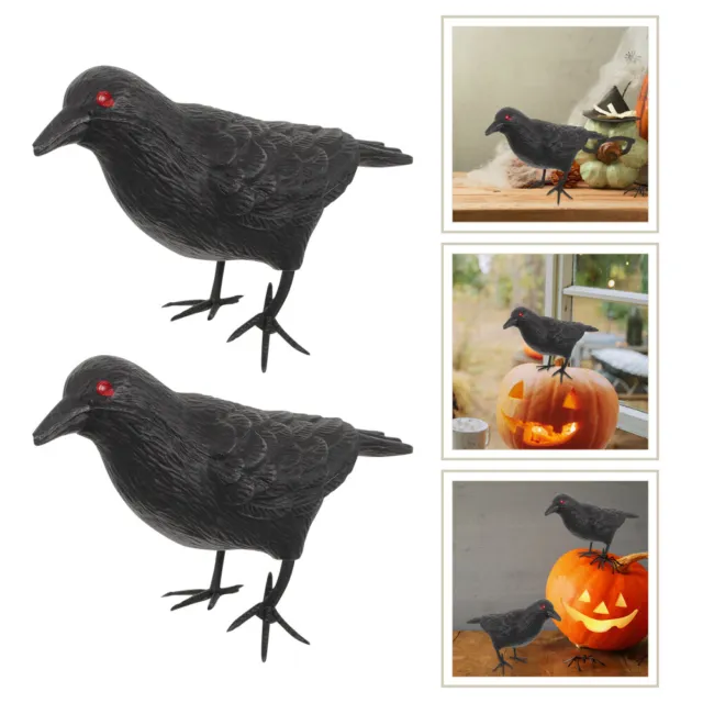 2pcs Black Life Liftor Crow Ornement DIY Spooky Crow Model Halloween Party Part