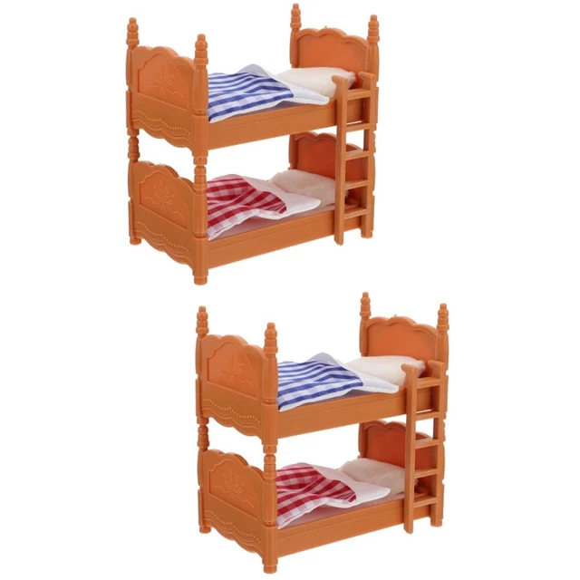 2 PCS DOLLS House Bunk Beds Kids Bedroom Mini Baby Child £12.85