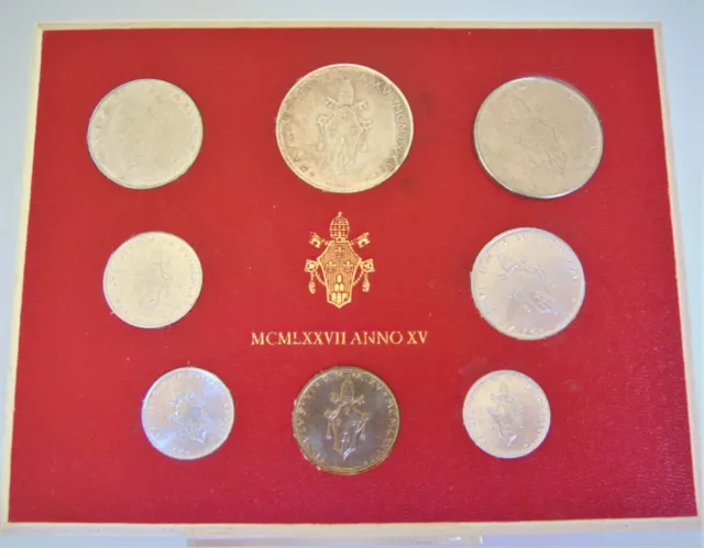 Vatican City Eight Coin Set, Mint & Uncirculated, 1976, Pope Paul V1