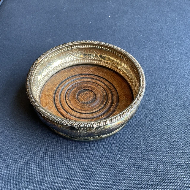 Vintage Silver Plate Rosewood Color Wood champagne Bottle Coaster