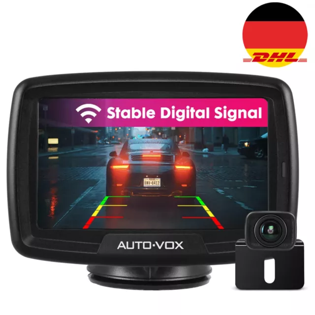 AUTO-VOX Digital Kabellos Rückfahrkamera mit 4.3" LCD Monitor Einparkhilfe |CS2