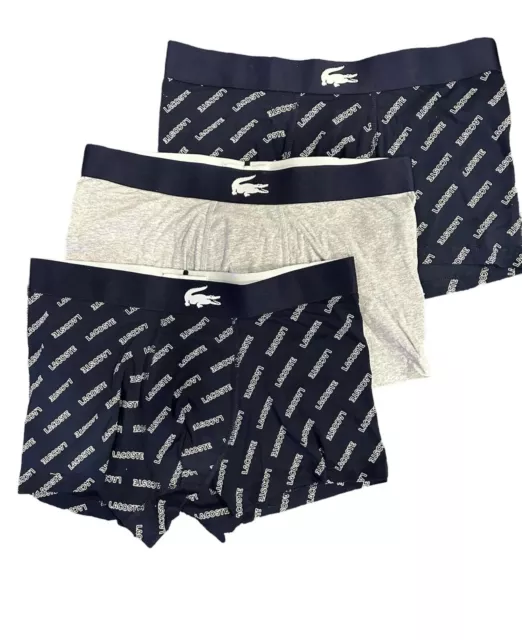 Lacoste Boxer Briefs Pack of 3 Underwear Grey/Navy Stretch Cotton Multi Size