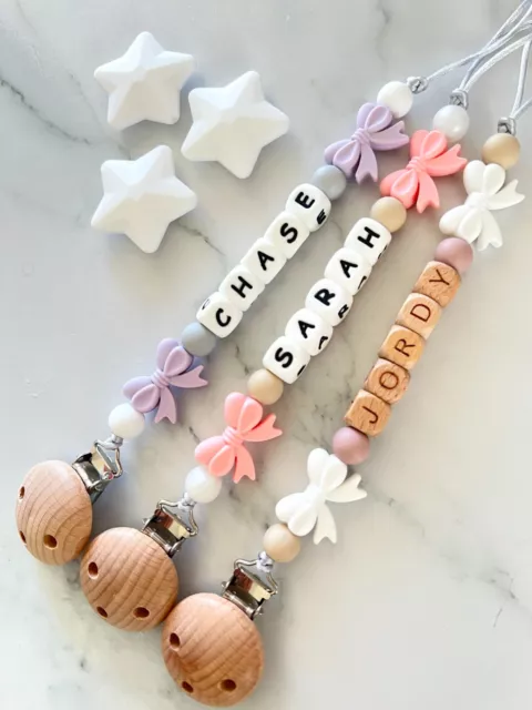 Personalised Dummy Clip - Custom Pacifier Chain - Newborn Gift Soother Holder