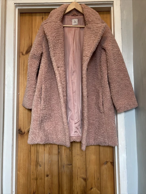TU DUSKY PINK Next Teddy Bear Coatagin Coat Jacket Size 18