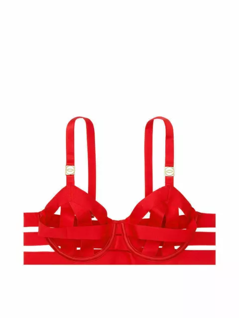 Victorias Secret Luxe Lingerie à Ruban à Lanière Demi Bra 2Pc Ensemble Rouge 2