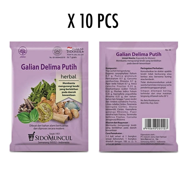 [SIDOMUNCUL] bebida herbal Galian Delima Putih reduce el flujo vaginal 10 piezas