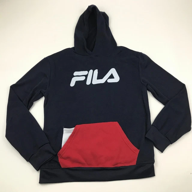 FILA Maglione Felpa con Cappuccio Ragazzi Taglia XL Blu Top Manica Lunga Bambini