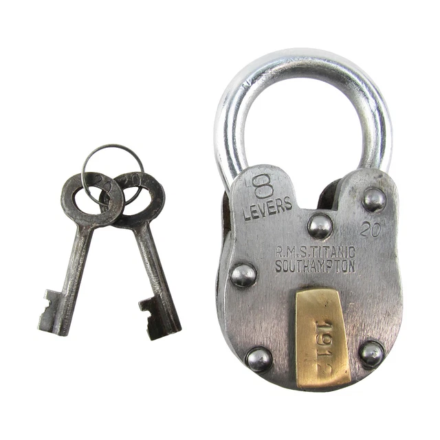 Large Metal 1912 RMS Titanic Model Padlock Vintage Antique Style Chest Lock Keys