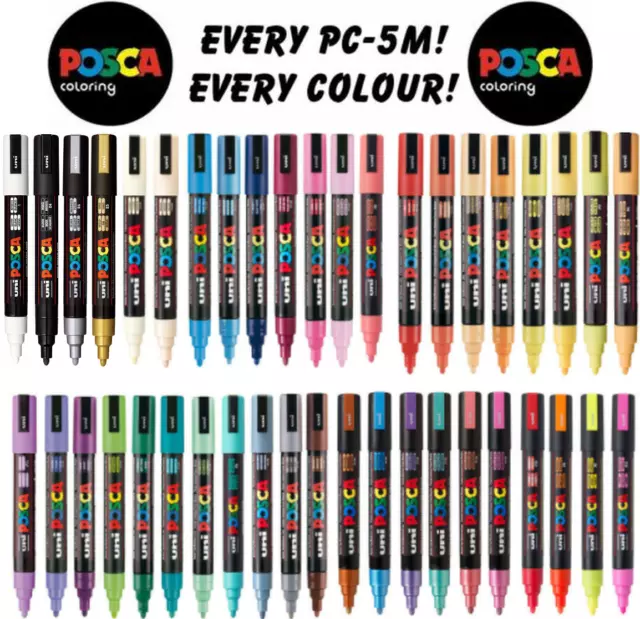 Uni POSCA Marker PC-5M Full Range of 45 Colours NEW for 2021 - Buy 4 Pay  for 3
