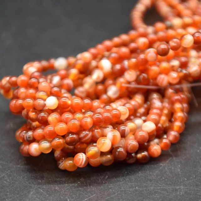 Grade A Banded Carnelian Red Agate Gemstone Round Beads - 4mm 6mm 8mm 10mm 3