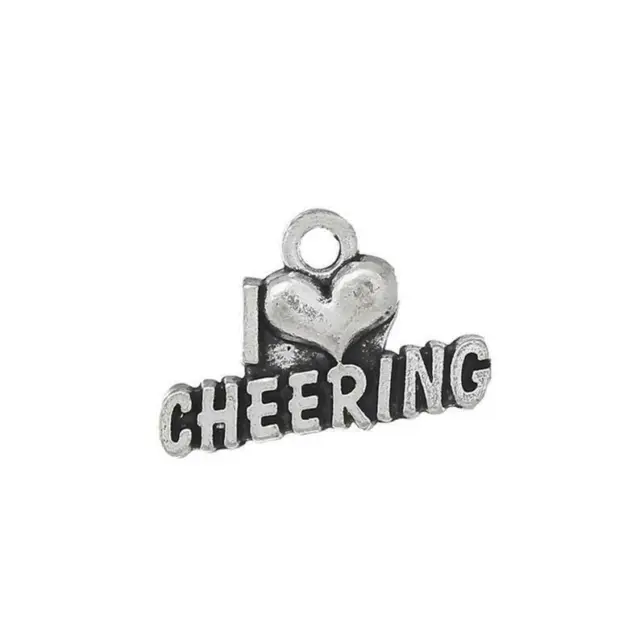 "I Love Cheer Leading" 20mm x 13mm Charms Pendants 10 X Tibetan Silver