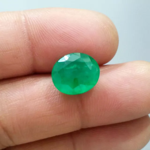 Excellent Zambian Green Emerald 6.15 Crt Faceted Oval Shape Loose Gemstone