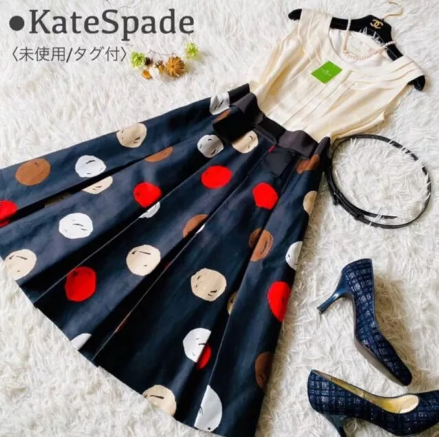 Kate Spade New York Polka Dots Pleated Silk Blend Dress Sz.6