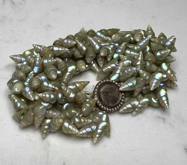 Antique Victorian Iridescent Sea Shell Mourning Hair Bracelet Jewellery