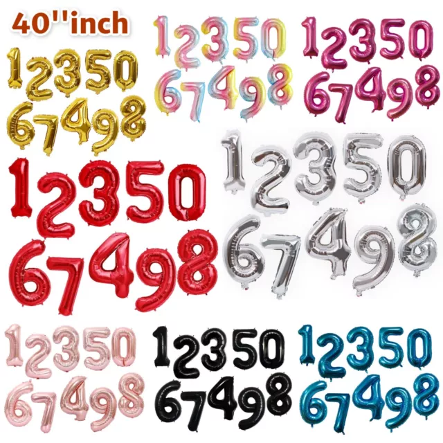 Helium Giant Number Balloons Foil Large Helium Air 16" 40" Birthday Age Party UK