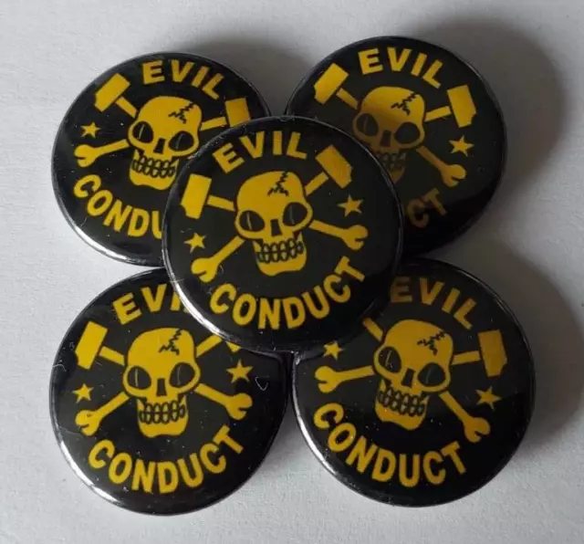 1x Evil Conduct Button Skinhead Oi Skin Skins Oi Punk Streetpunk Oi! SHARP