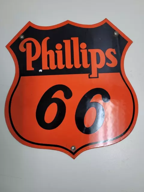 Vintage Phillips 66 Gasoline Sign Dealership Porcelain Gas Station Motor Oil