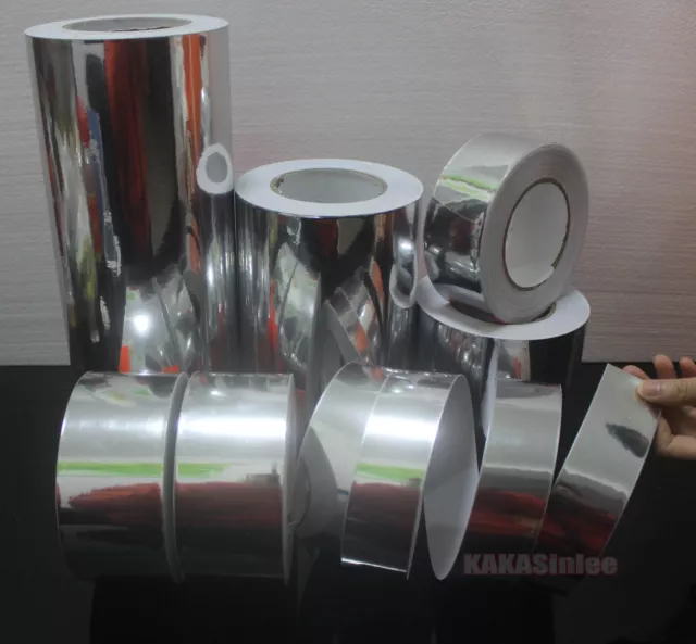 Multi-function Adhesive Glossy Silver Mirror Chrome Vinyl Tape Wrap Sticker - CF