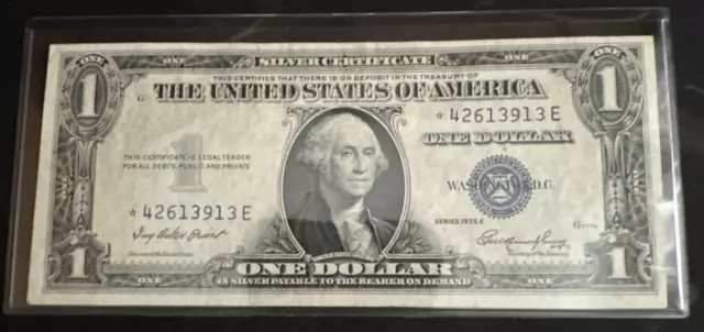 Series 1935E One Dollar $1 Blue Seal Silver Certificate Star Note  *42613913 E