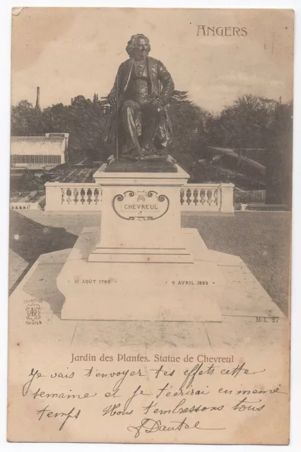 CPA 49 - ANGERS (Maine et Loire) - Jardin des Plantes. Statue de Chevreul