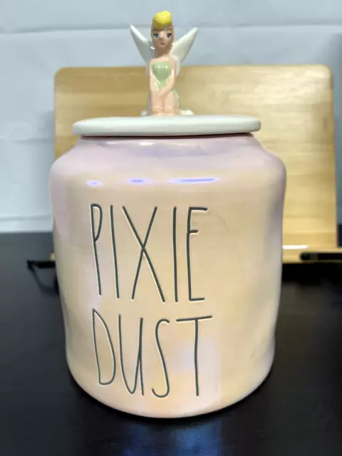 NEW Rae Dunn Disney Tinker Bell Canister "Pixie Dust” Cookie Jar Pink Iridescent NEW Rae Dunn Disney Tinker Bell Canister "Pixie Dust” Cookie Jar Pink Iridescent