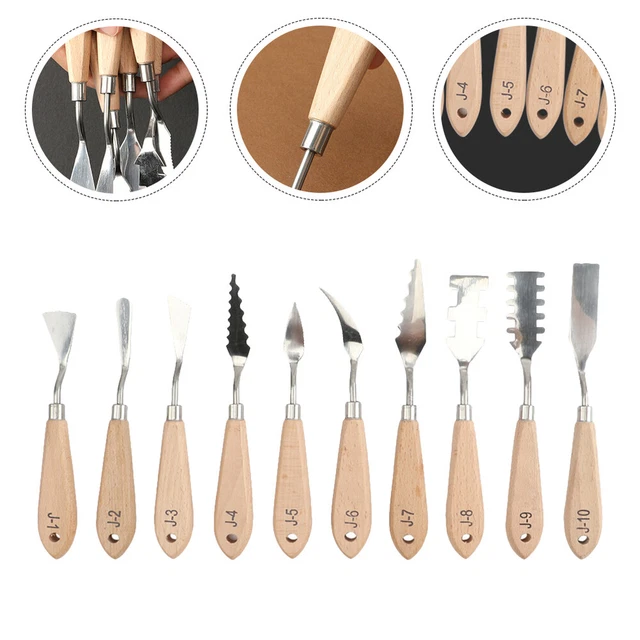 10 Pcs Peinture À L'huile Outil De Dessin Spatule Inoxydable À Peindre