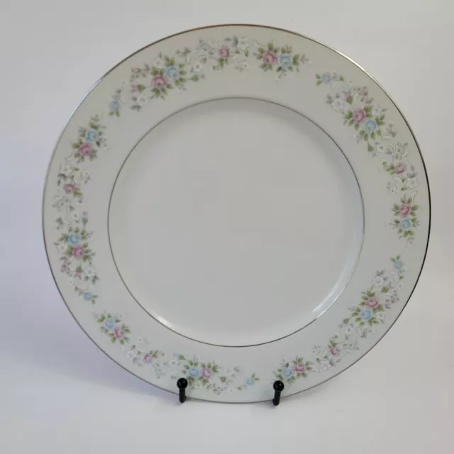 ONE Carlton Corsage China Dinner Plate Pink Blue and White Flowers on Rim