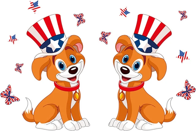 MASCARE American Dogs with Uncle Sam Hat Window Stickers for July 4Th Independen
