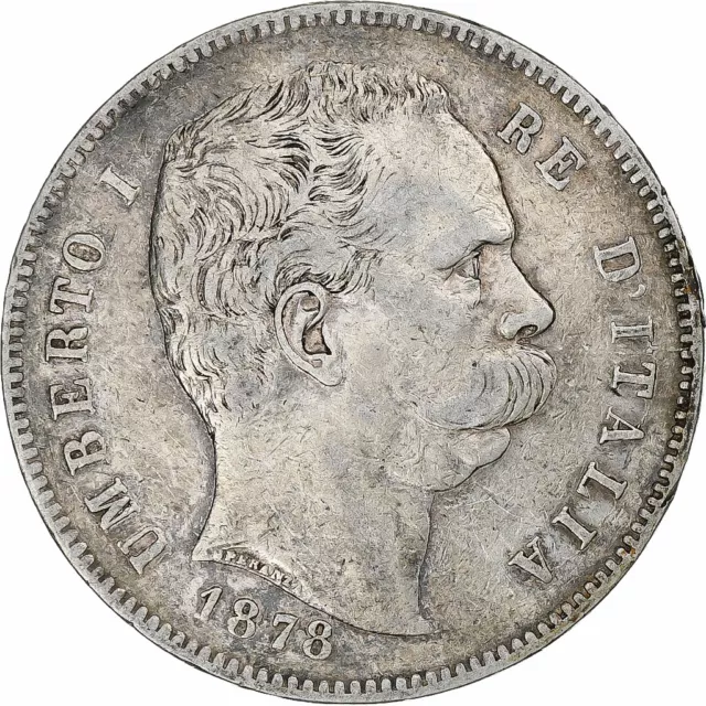 [#1285010] Italy, Umberto I, 5 Lire, 1878, Rome, Silver, VF(30-35), KM:20