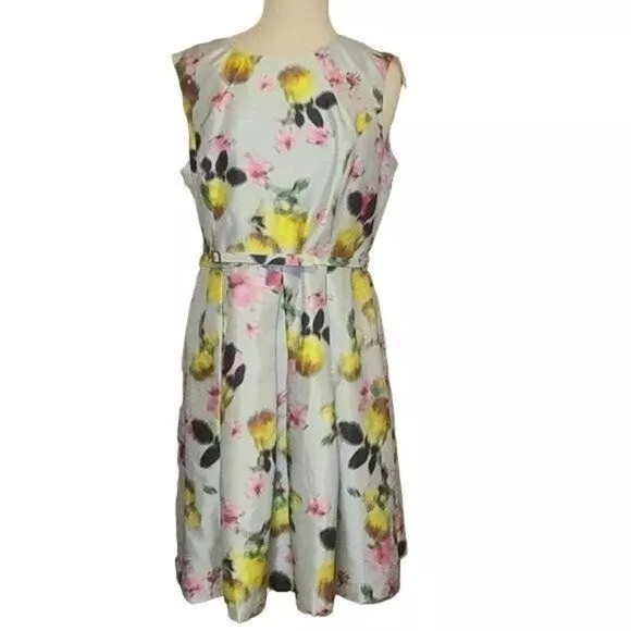 Liz Claiborne Plus Size 14 Floral Retro Midi Fit & Flare Dress