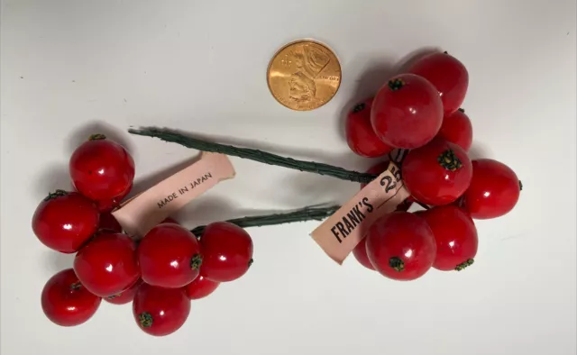 Vtg Millinery Lacquered Red Cherry Berry Fruit Japan