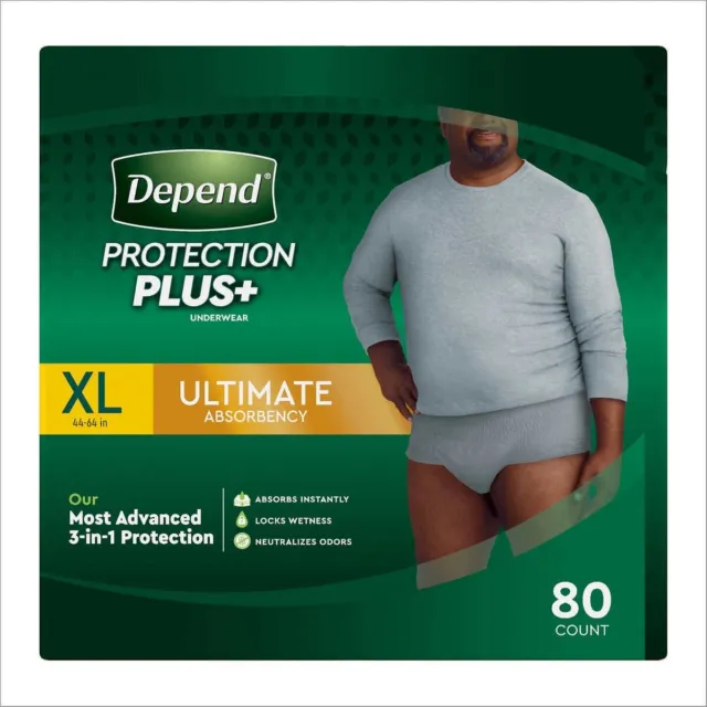 Depend Protection Plus + Homme sous-Vêtements - Ultimate Capacité D'Absorption,