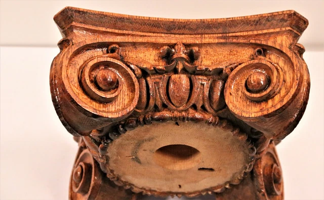 Antique Architectural Salvage Carved Oak Column Capital Top Corinthian 5" 4