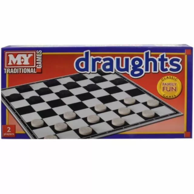 New Traditional Draughts Board Game Family Fun Kids Set Classic Chess Travel