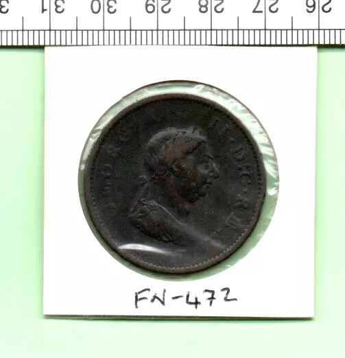 1807 King George Iii Genuine Copper Fine+ Condition Penny  (Fn-472)