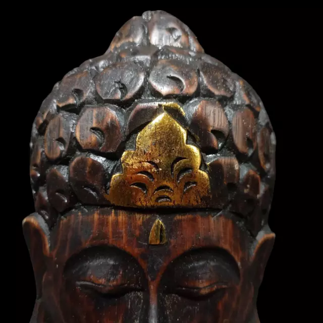 Buddha Face Wood Mask Small Hand Carved Art Sculpture Wall Hanging Decoration
