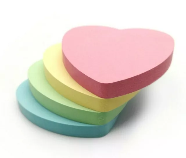 Heart Pastel Colours Remove It Sticky Post Notes 76mm x 76mm 3"x3" 12 pads