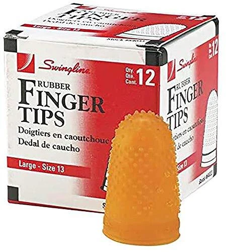 Swingline Rubber Finger Tips Finger Cots Large - Size 13 Amber Finger Protect...