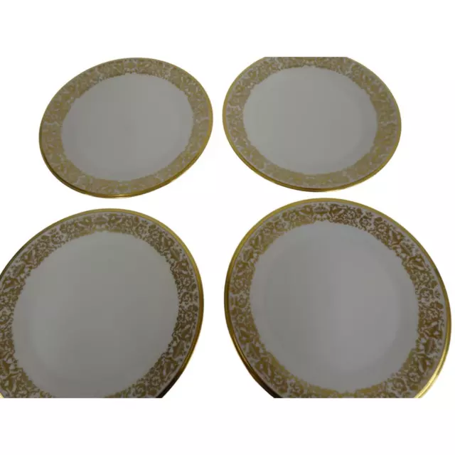 Lot 4 Lenox Tuscany 8 1/8" Salad Plates Gold Scroll Bird Flower Edge & Backstamp