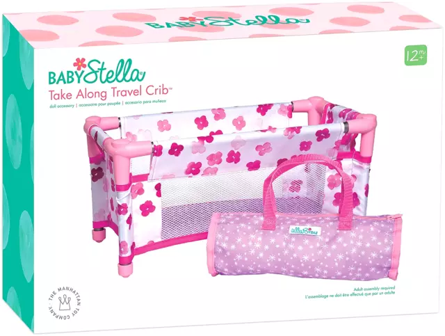 Manhattan Toy Baby Stella Take Along Baby Doll Crib Accessory Set Girls Gift New