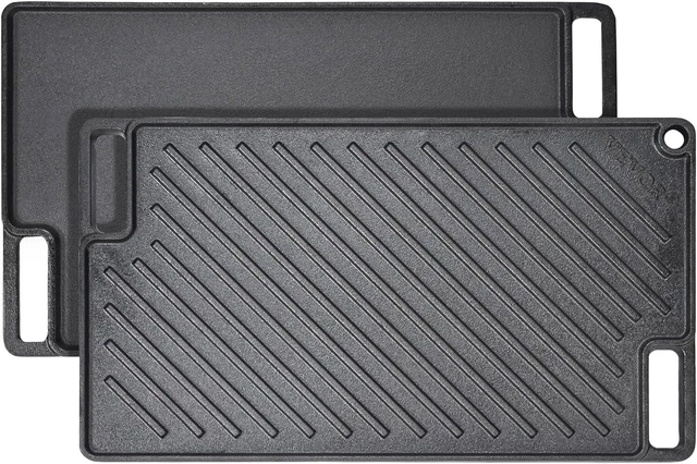 Flat Top Plate for BBQ Griddle, 9.7"x16.7" Pre-Seasoned Cast Iron Griddle,