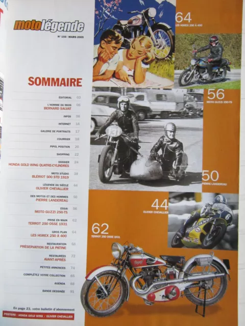 Moto Legende N° 155 /Honda Goldwing/Bleriot 500 Std 1919/Guzzi 250-Ts/Terrot 250 3