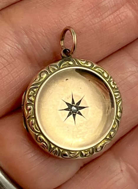 Antique Victorian Edwardian c1905 9 ct gold front & back picture locket pendant