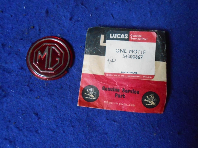 NOS Lucas Red MG Logo Horn Push Insert Motif MG 1100 ? 54300867 67H5020