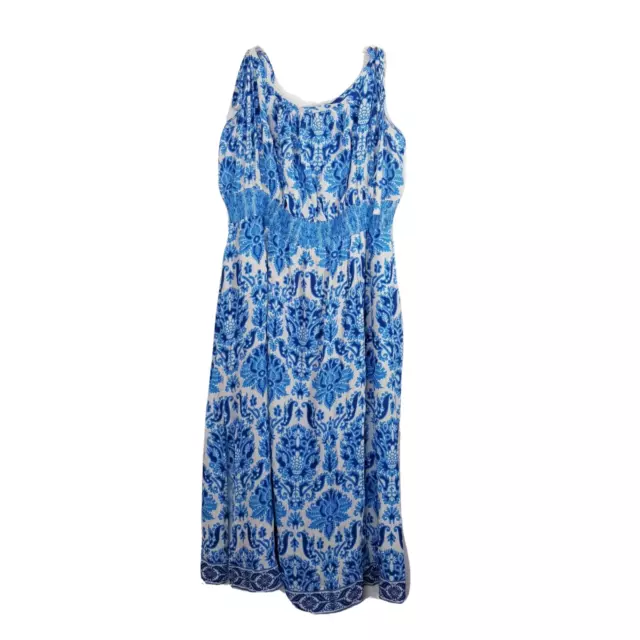 Plenty By Tracey Reese Anthropologie Maxi Dress Women Size XL Blue Baroque Motif